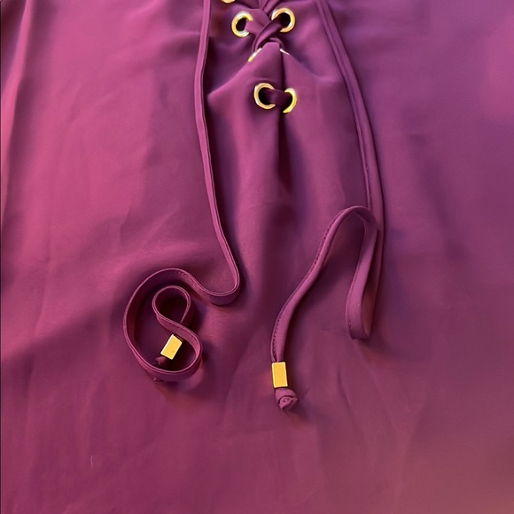 INC International Concepts Purple Asymmetrical Tie Front Sleeveless Blouse - Picture 4 of 6